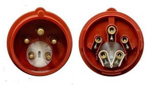CEE Socket, Red, 5P, Cable Mount, 16A, IP67, 400V